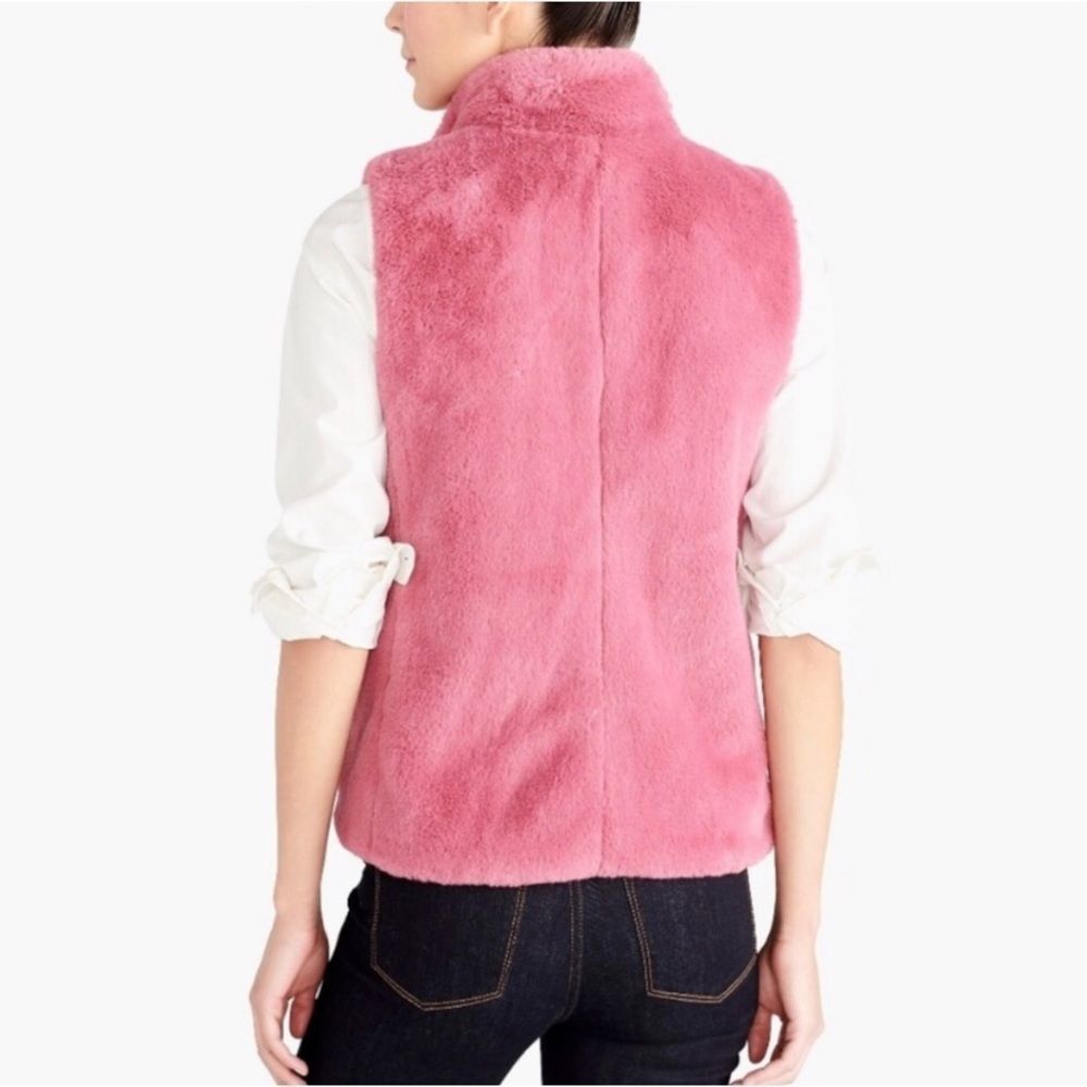J.Crew Factory Women's Plush Faux Fur Full Zip Vest Size Small S Pink - Picture 3 of 11